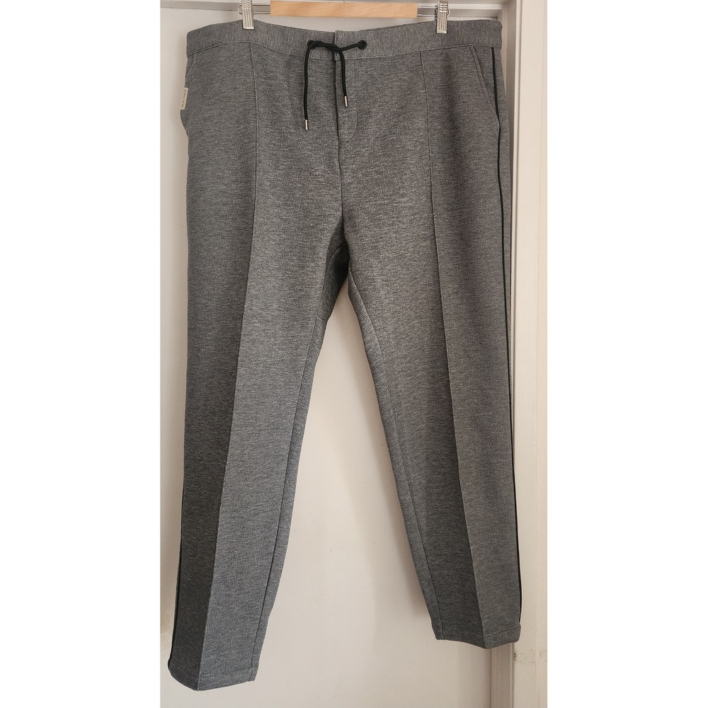 NWT MAUVAIS Men Grey Textured Piping Track Pants‎ Size 42 Casual Comfort